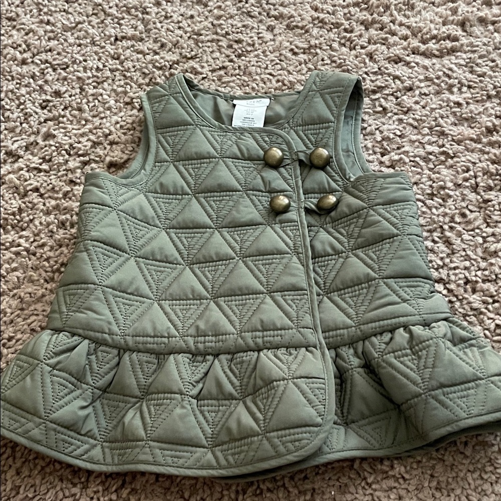 NWOT Olive Green Quilted Kids Vest size 2T
